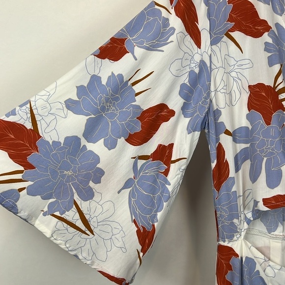 L*Space Kellen Dress Tie Front Blue Floral Beach Summer Resort Small Cutout - Picture 7 of 13